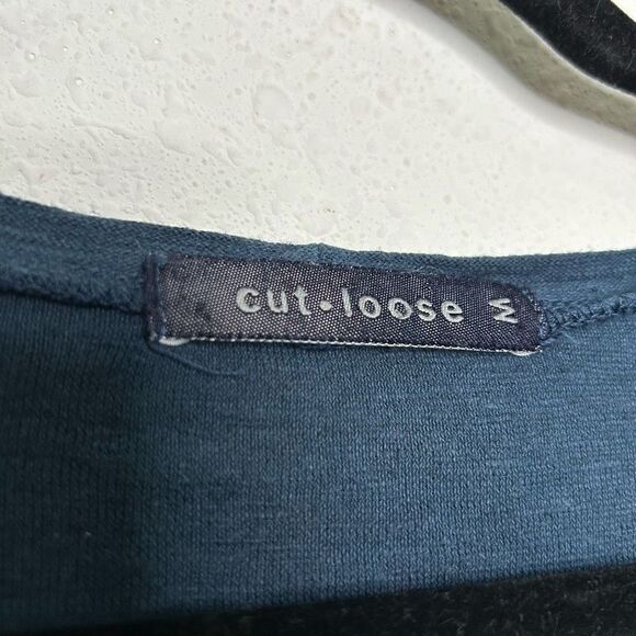 Cut Loose Women’s Blue Linen Blend Hi Low Lace Scoop Neck Top Size M - Picture 5 of 13